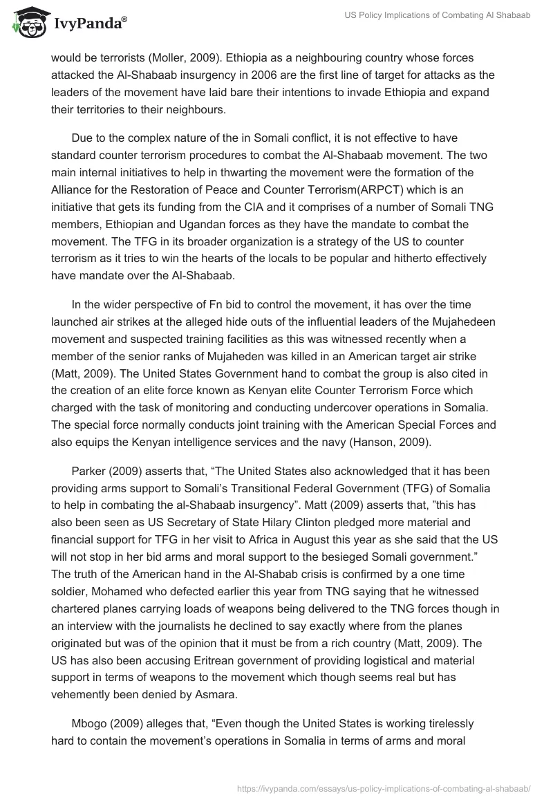 US Policy Implications of Combating Al Shabaab. Page 4