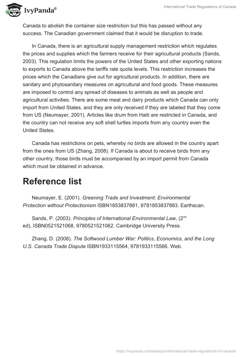International Trade Regulations of Canada. Page 2