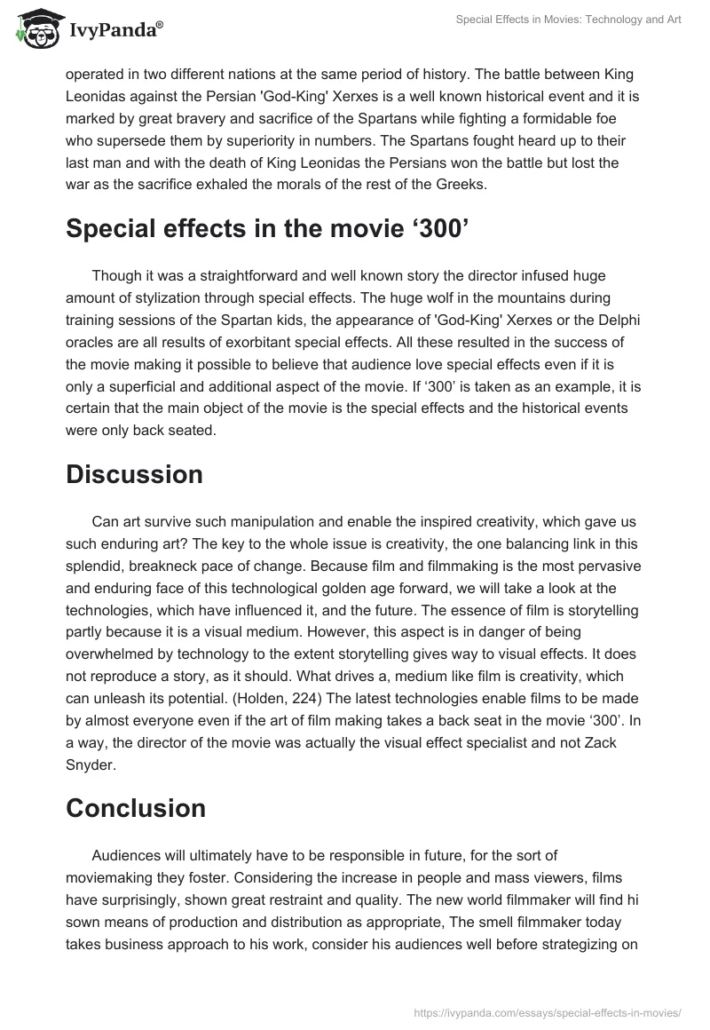 Special Effects in Movies: Technology and Art. Page 2