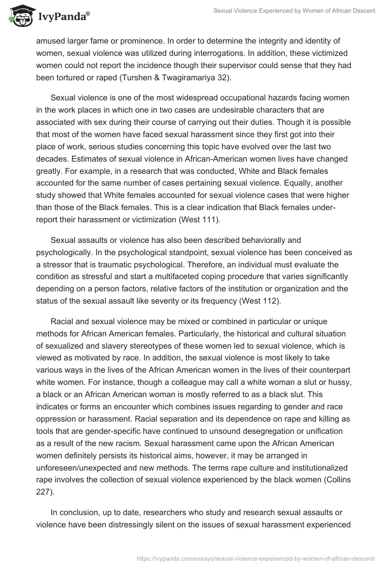 Sexual Violence Experienced by Women of African Descent. Page 2