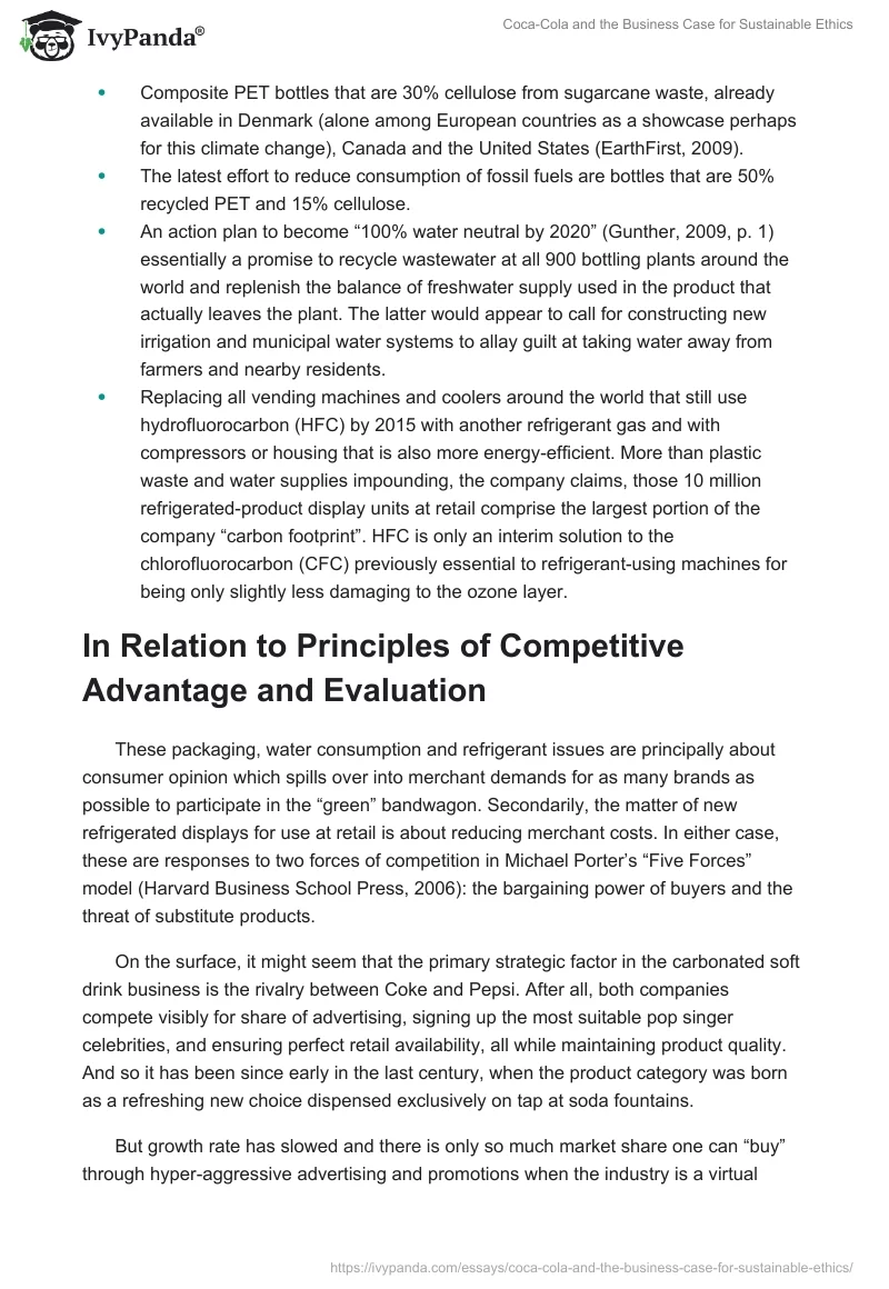 Coca-Cola and the Business Case for Sustainable Ethics. Page 2