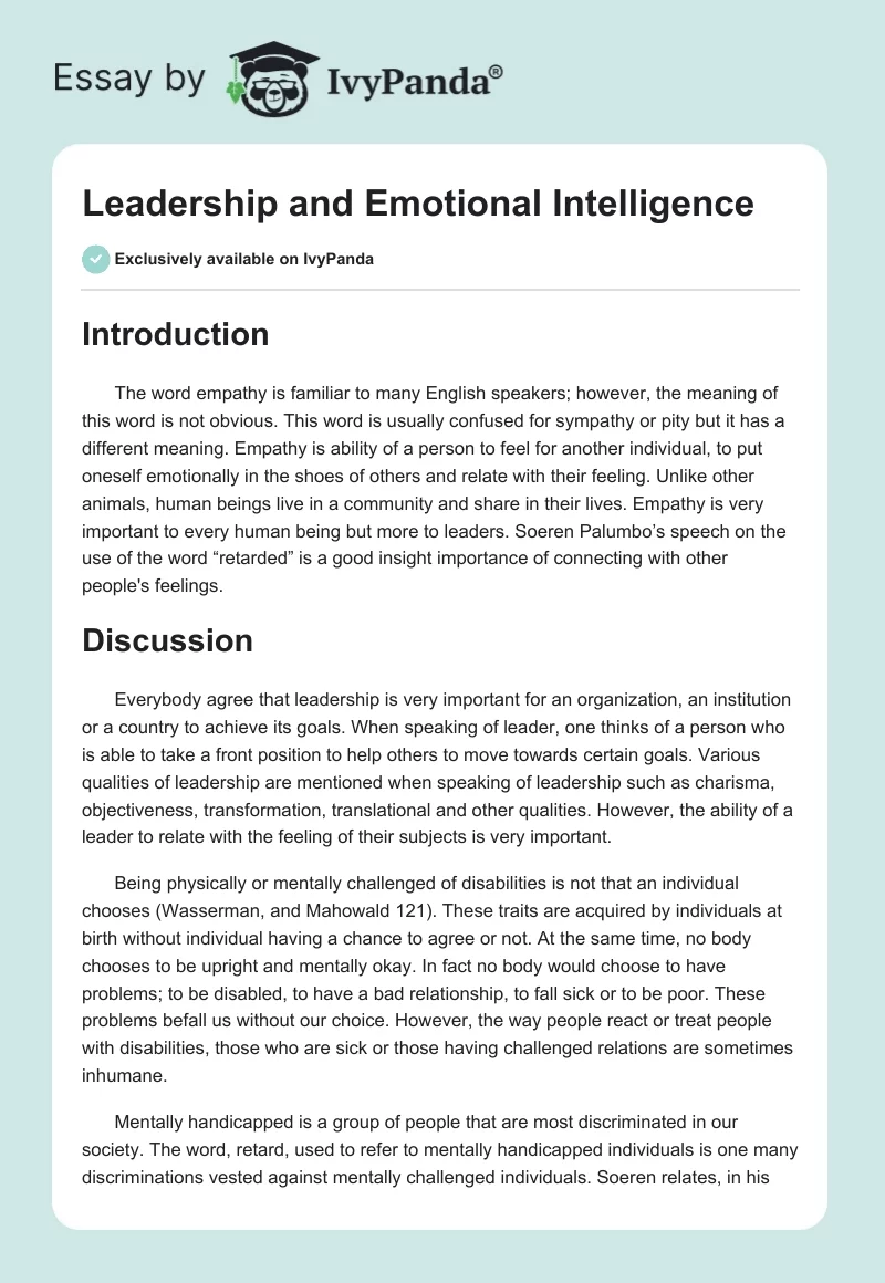 Leadership and Emotional Intelligence. Page 1