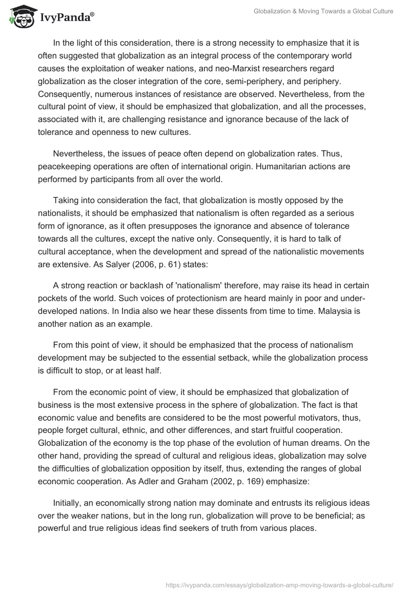 Globalization & Moving Towards a Global Culture. Page 2