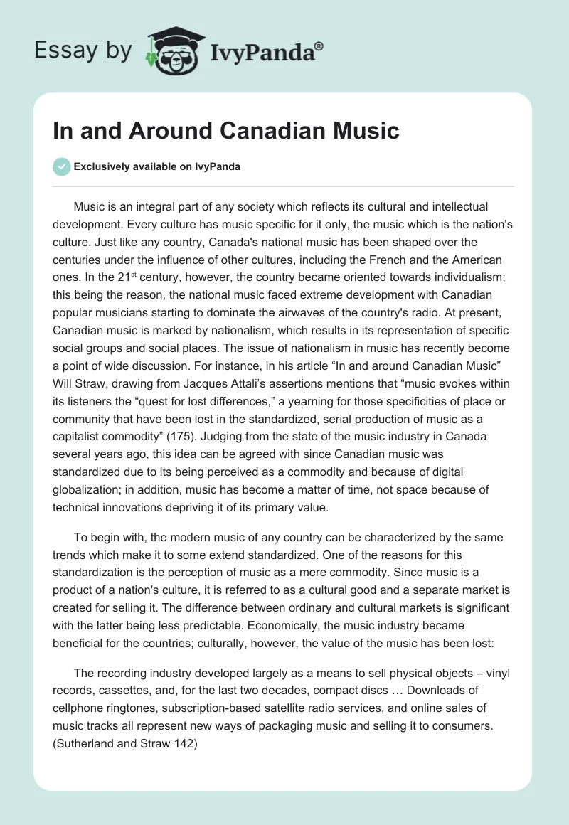 In and Around Canadian Music. Page 1