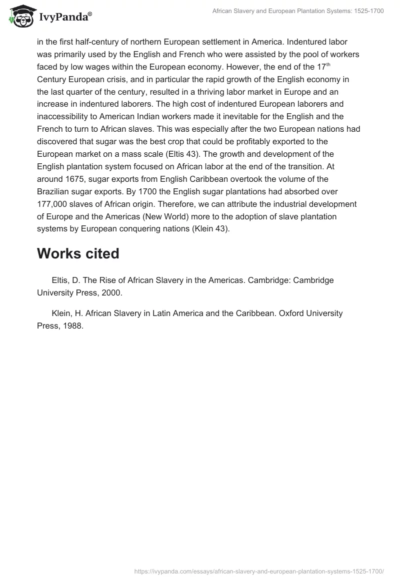 African Slavery and European Plantation Systems: 1525-1700. Page 3