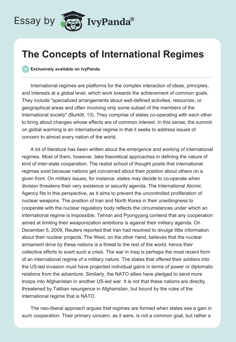 The Concepts of International Regimes. Page 1