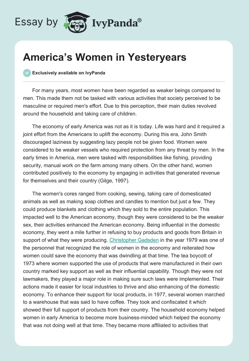America’s Women in Yesteryears. Page 1