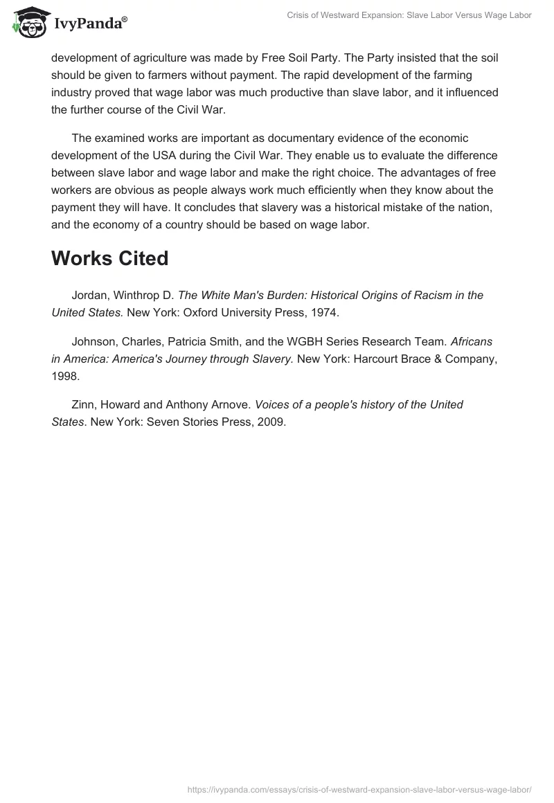 Crisis of Westward Expansion: Slave Labor Versus Wage Labor. Page 2