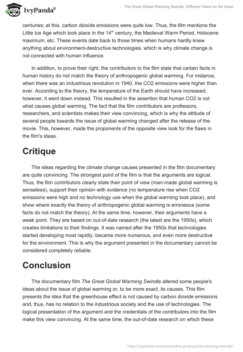 The Great Global Warming Swindle: Different Views on the Issue. Page 2
