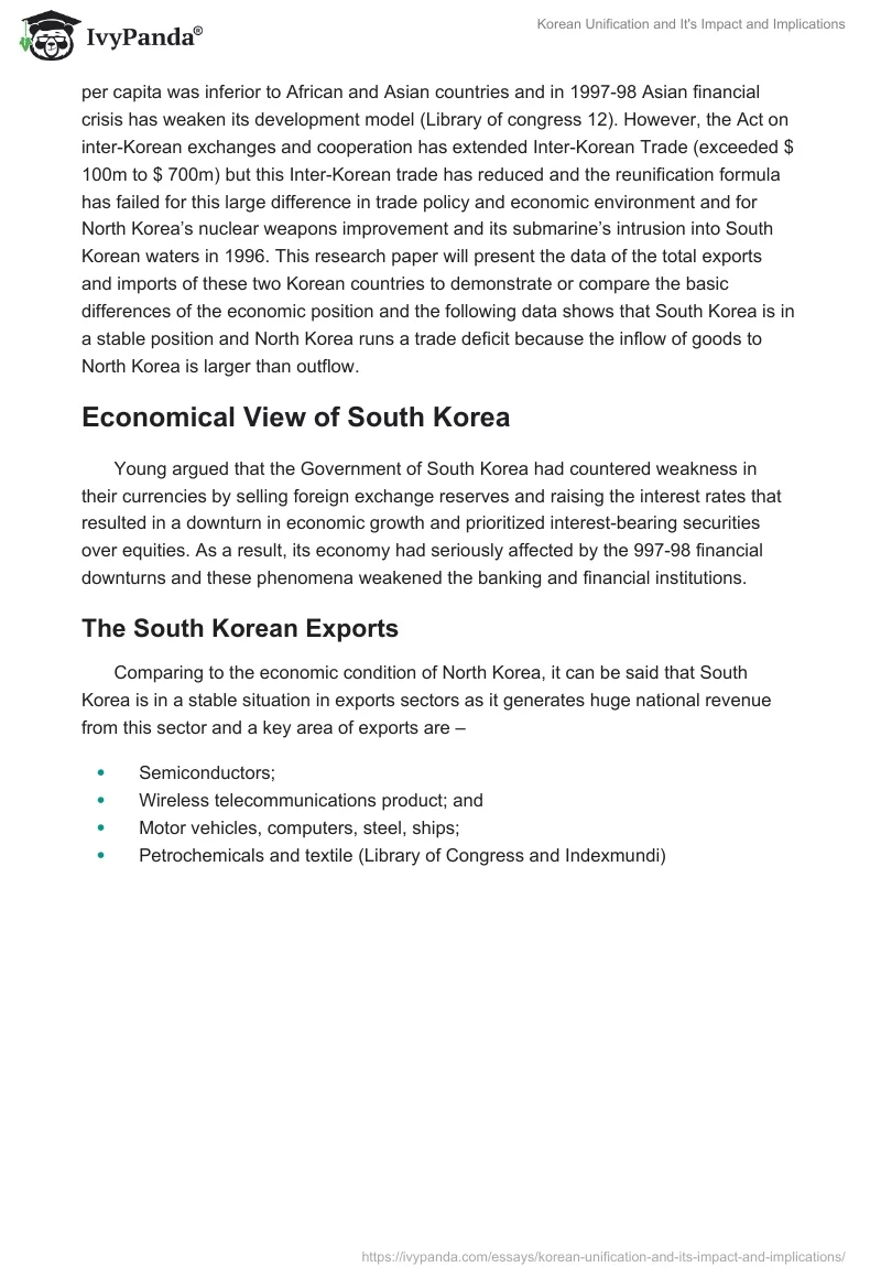 Korean Unification and It's Impact and Implications. Page 4