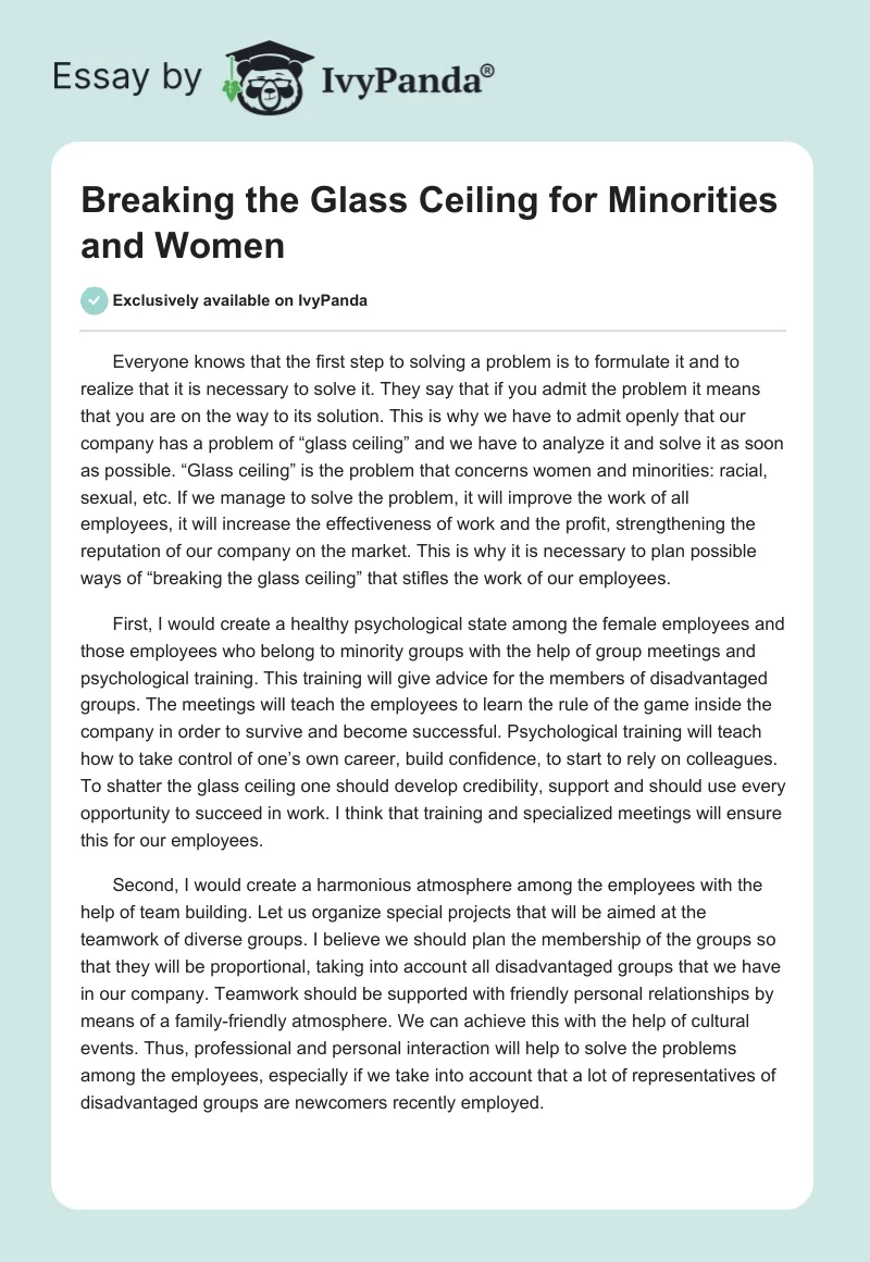 Breaking the Glass Ceiling for Minorities and Women. Page 1