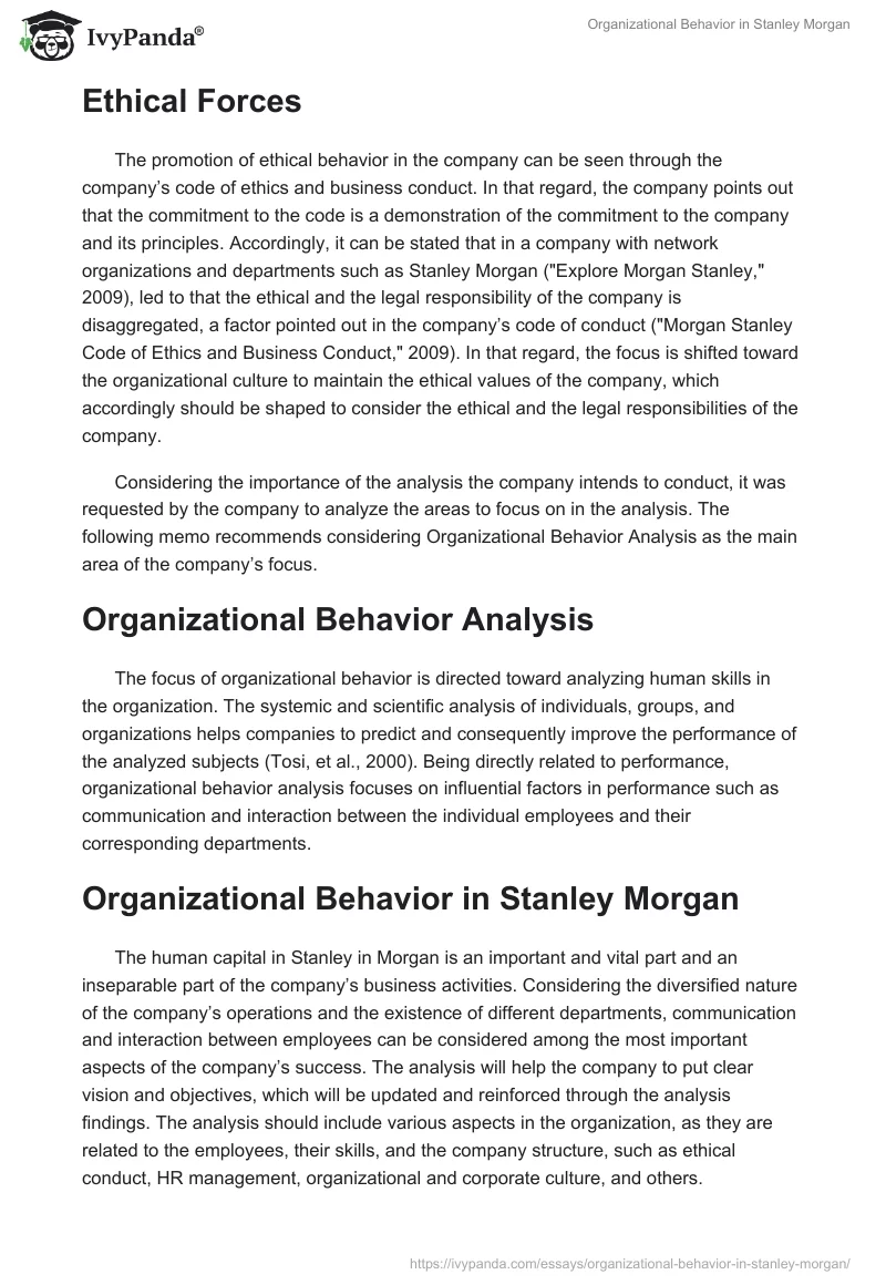 Organizational Behavior in Stanley Morgan. Page 2