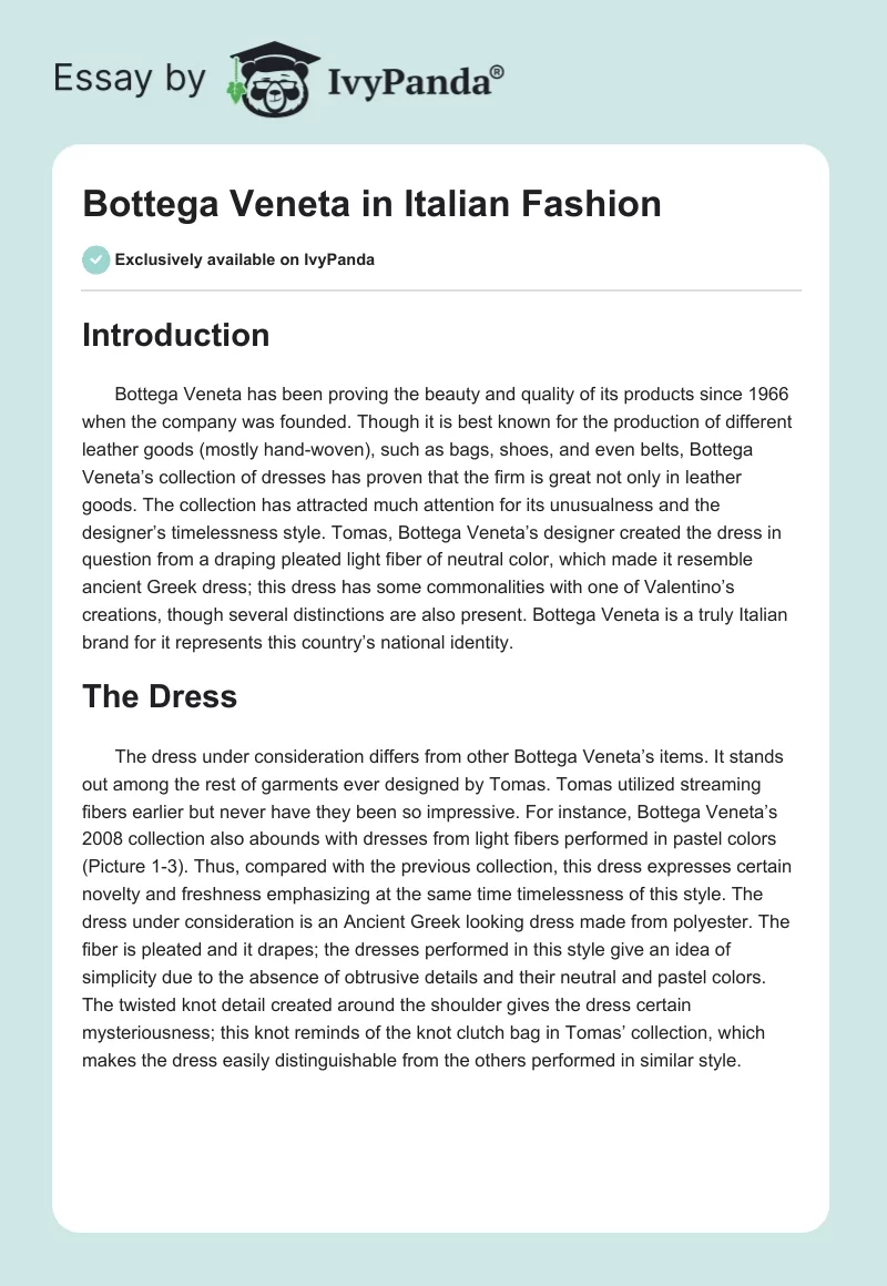 Bottega Veneta in Italian Fashion. Page 1