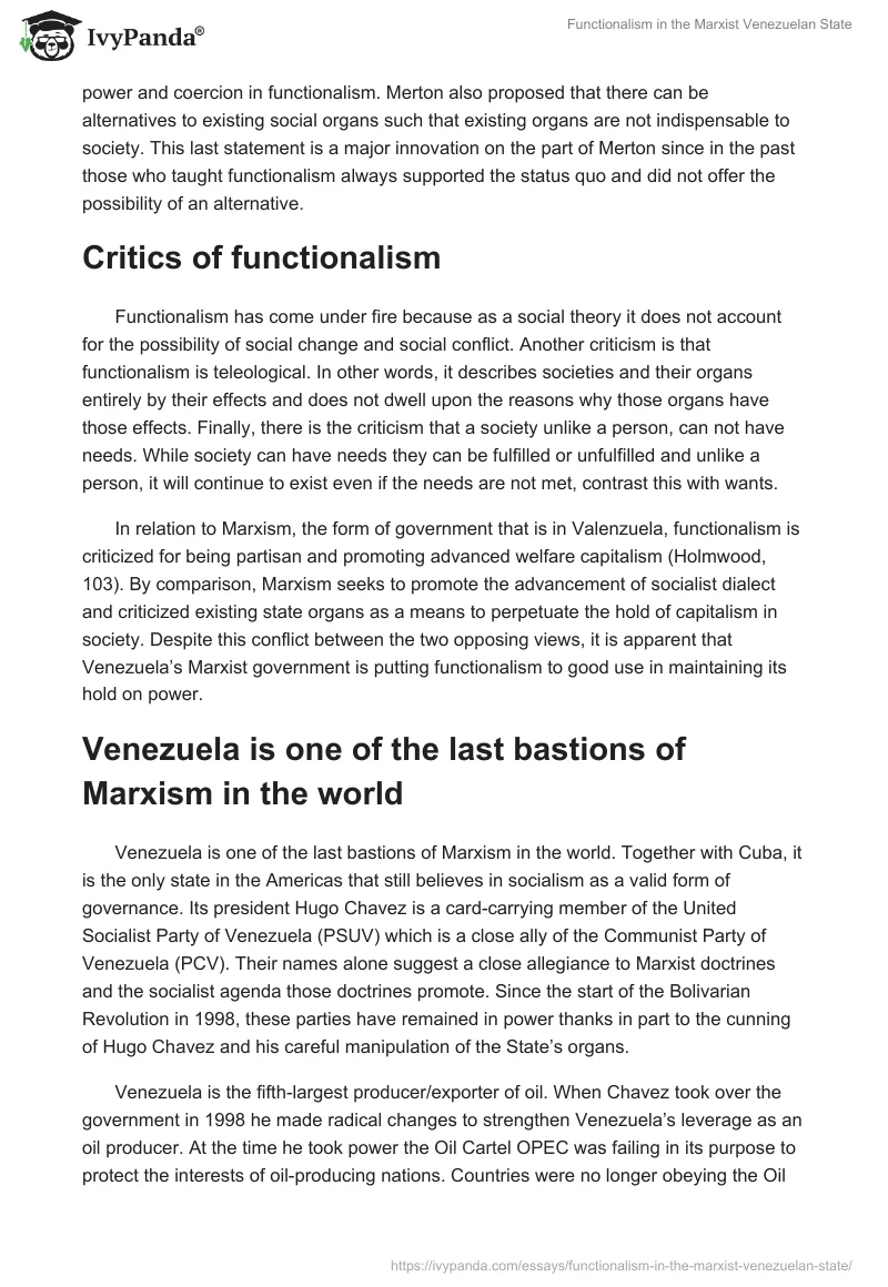Functionalism in the Marxist Venezuelan State. Page 2