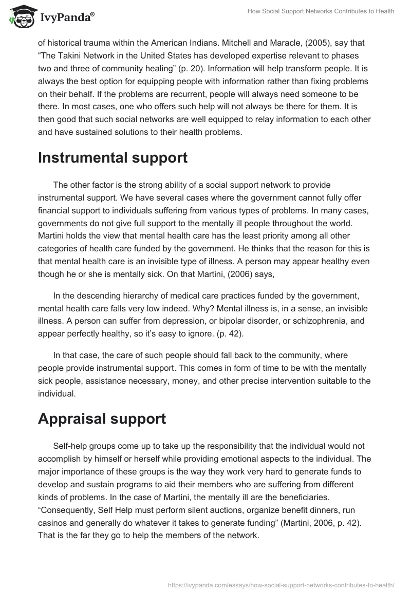 How Social Support Networks Contributes to Health. Page 2