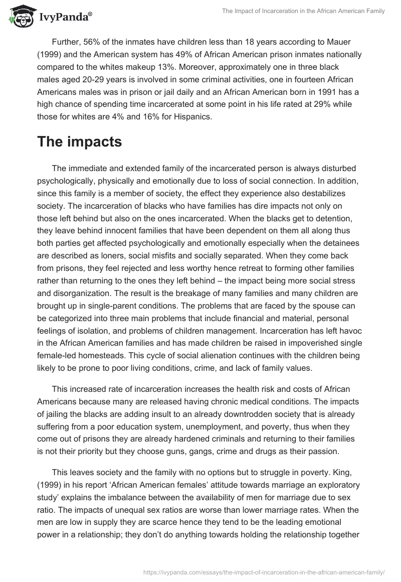 The Impact of Incarceration in the African American Family. Page 4