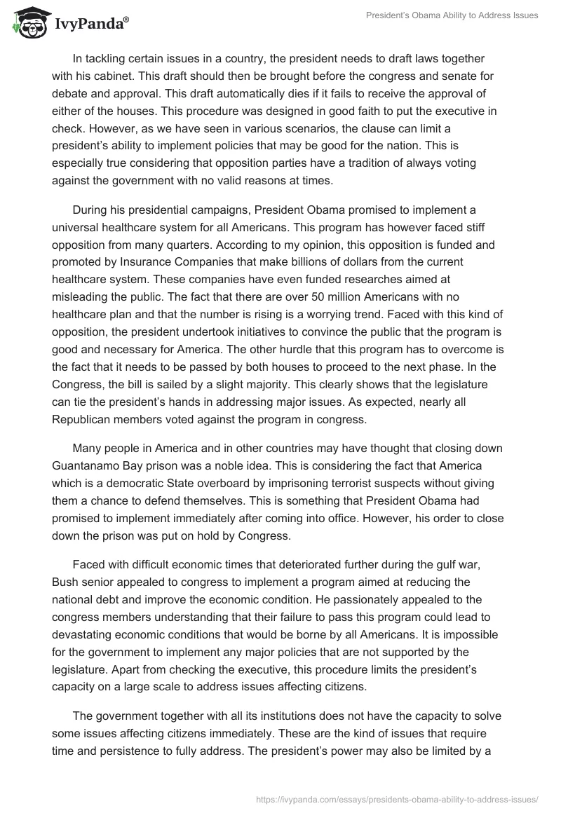 President’s Obama Ability to Address Issues. Page 2
