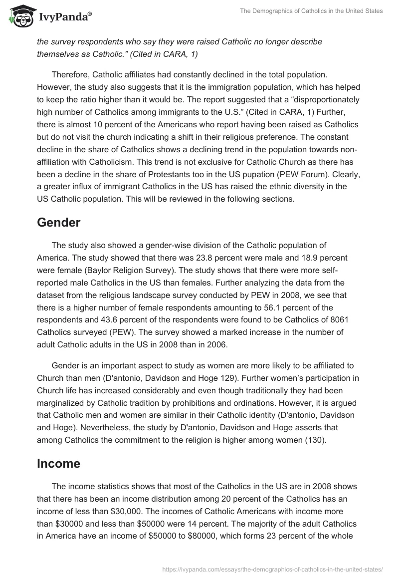 The Demographics of Catholics in the United States. Page 3