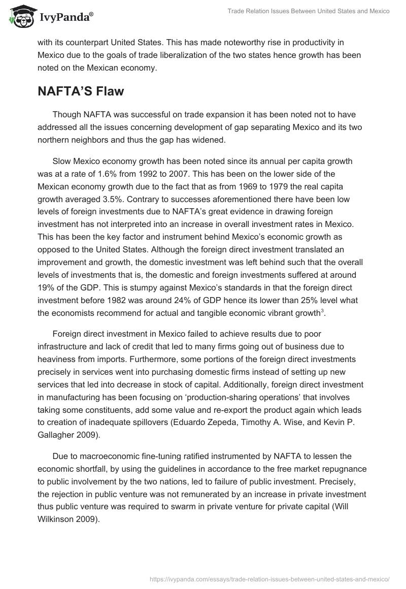 Trade Relation Issues Between United States and Mexico. Page 3