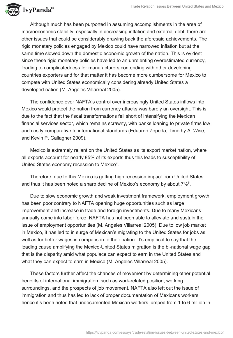 Trade Relation Issues Between United States and Mexico. Page 4
