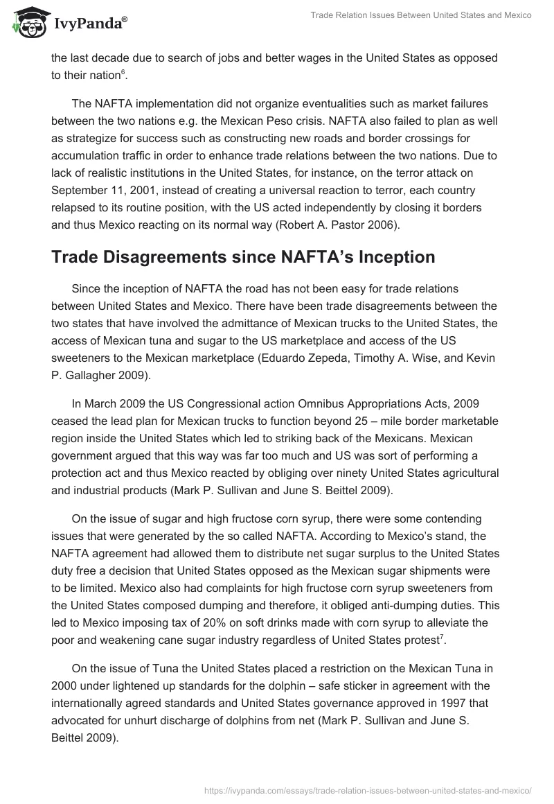 Trade Relation Issues Between United States and Mexico. Page 5