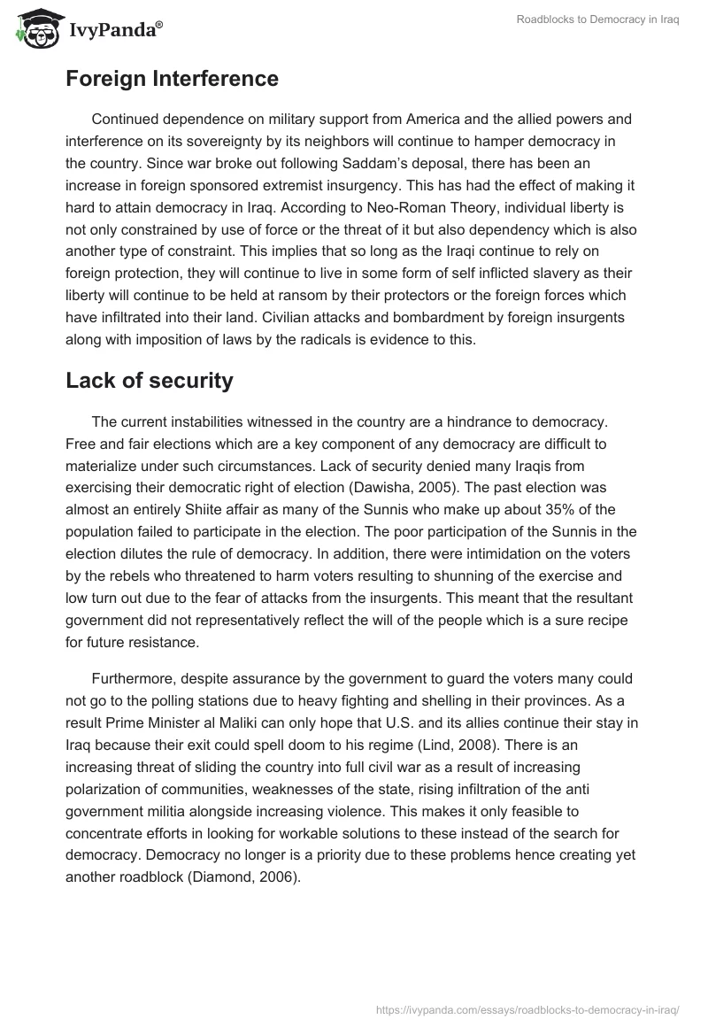Roadblocks to Democracy in Iraq. Page 4