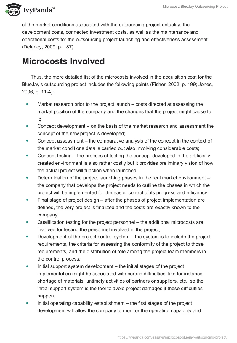 Microcost: BlueJay Outsourcing Project. Page 2