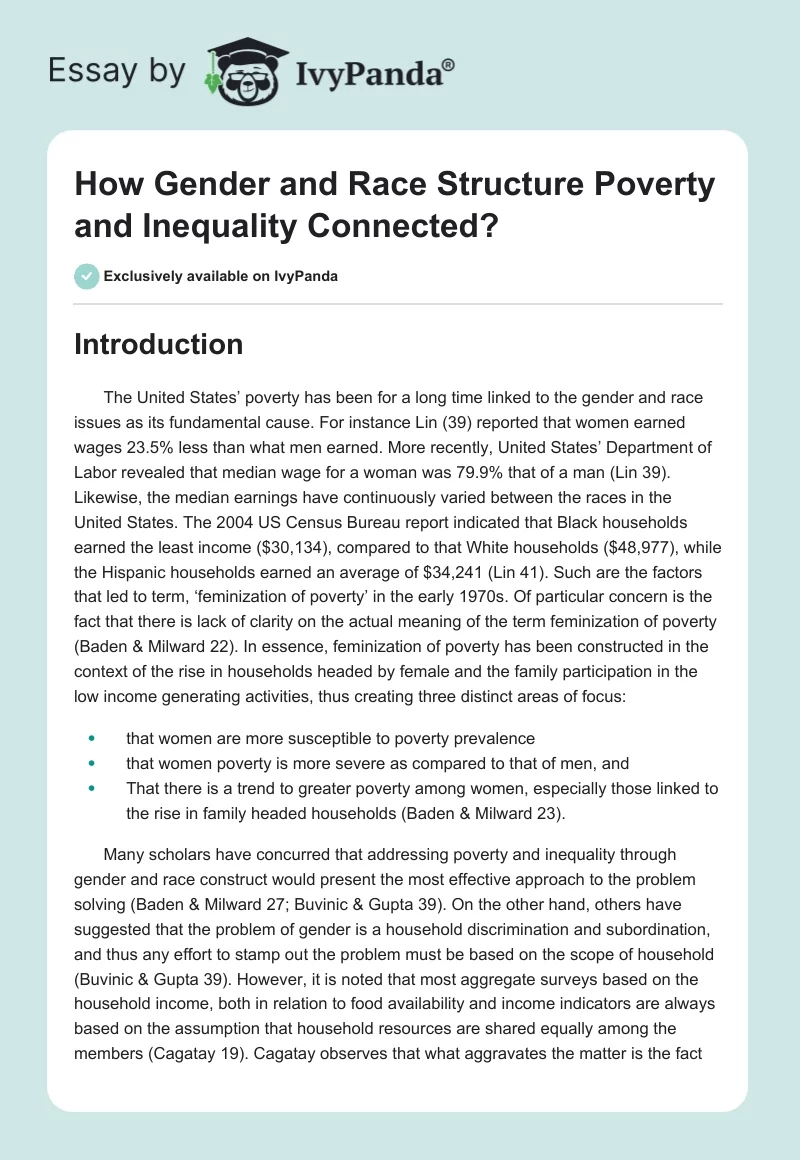 How Gender and Race Structure Poverty and Inequality Connected?. Page 1