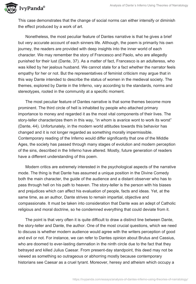 Analysis of Dante`s Inferno Using Theories of Narratology. Page 5