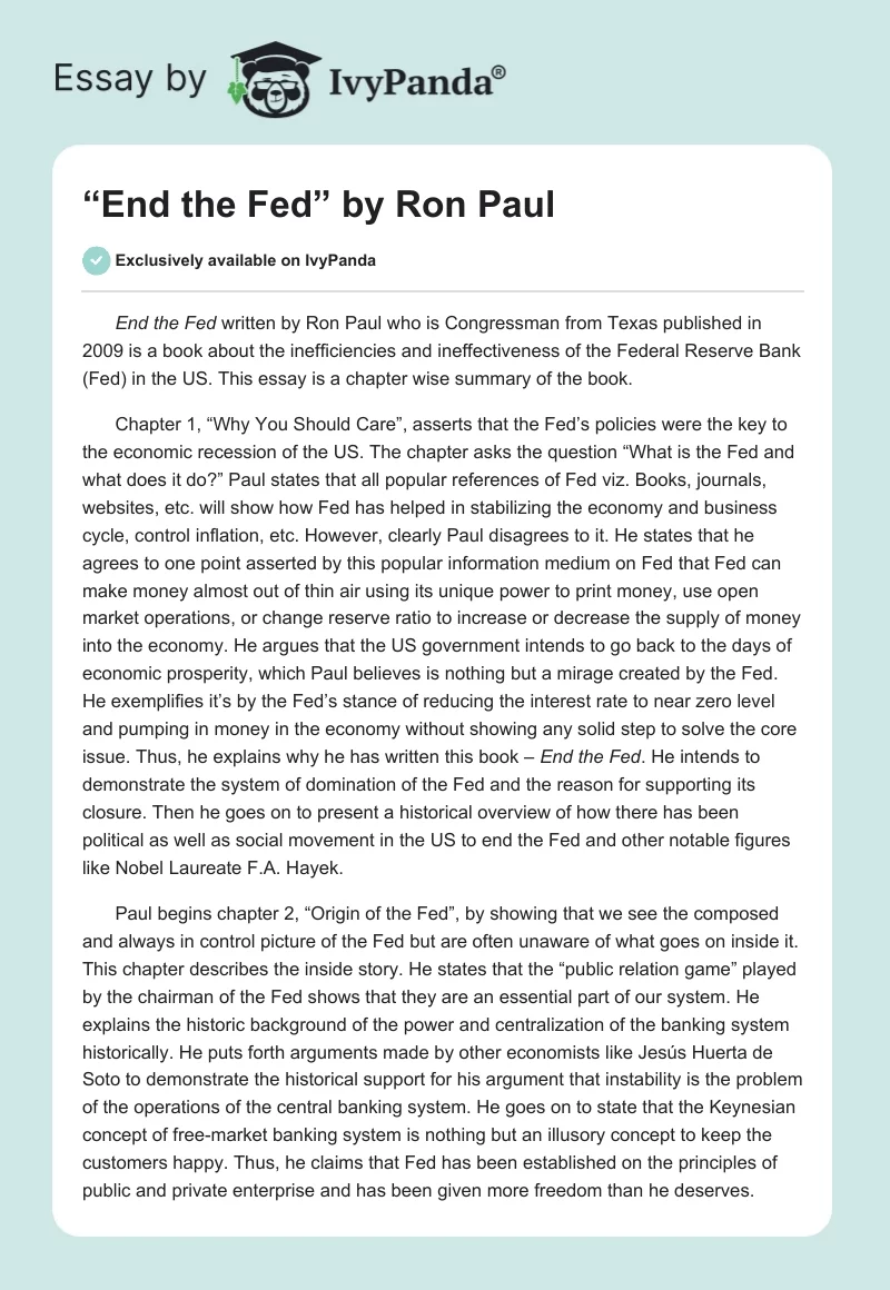“End the Fed” by Ron Paul. Page 1