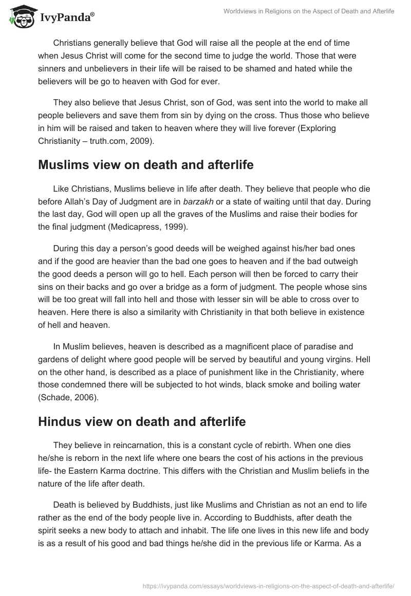 Worldviews in Religions on the Aspect of Death and Afterlife. Page 2