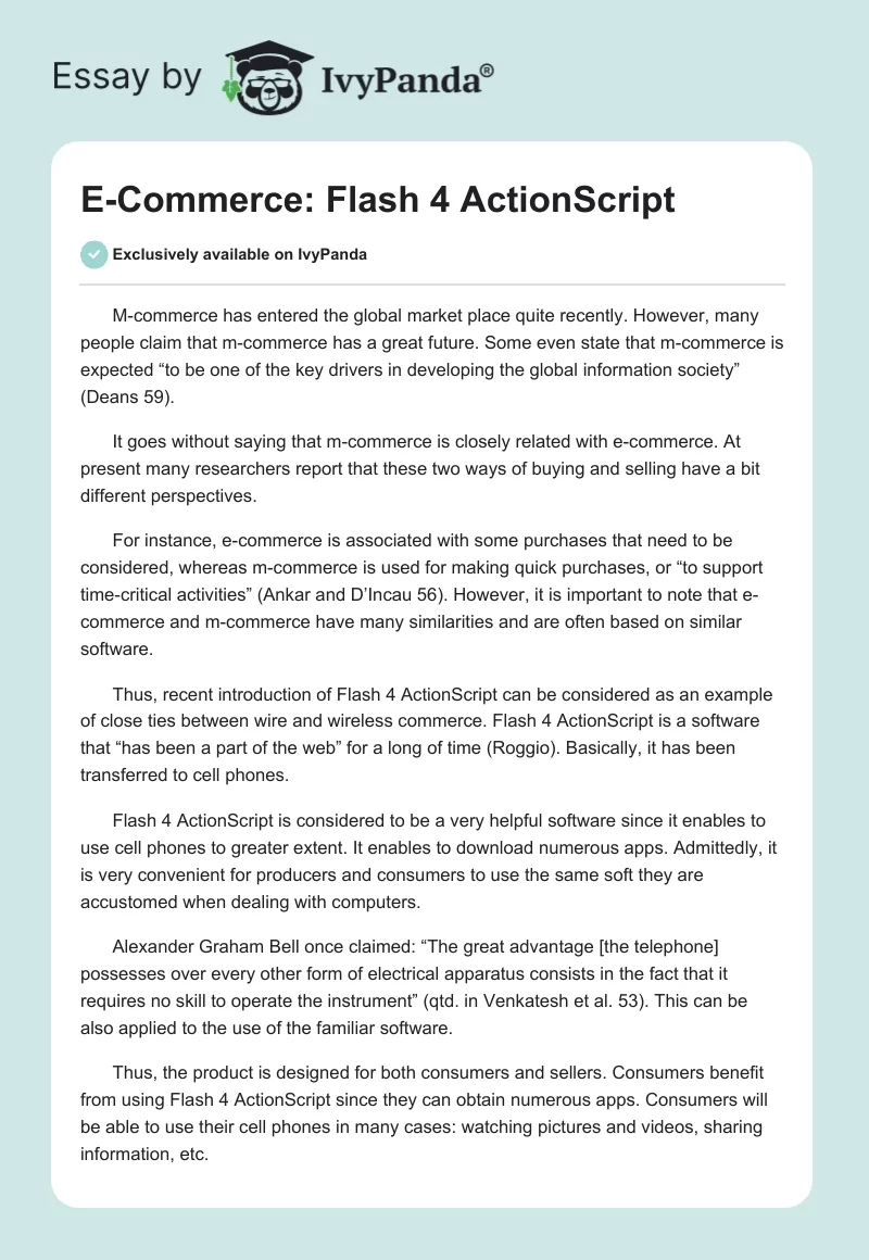 E-Commerce: Flash 4 ActionScript. Page 1