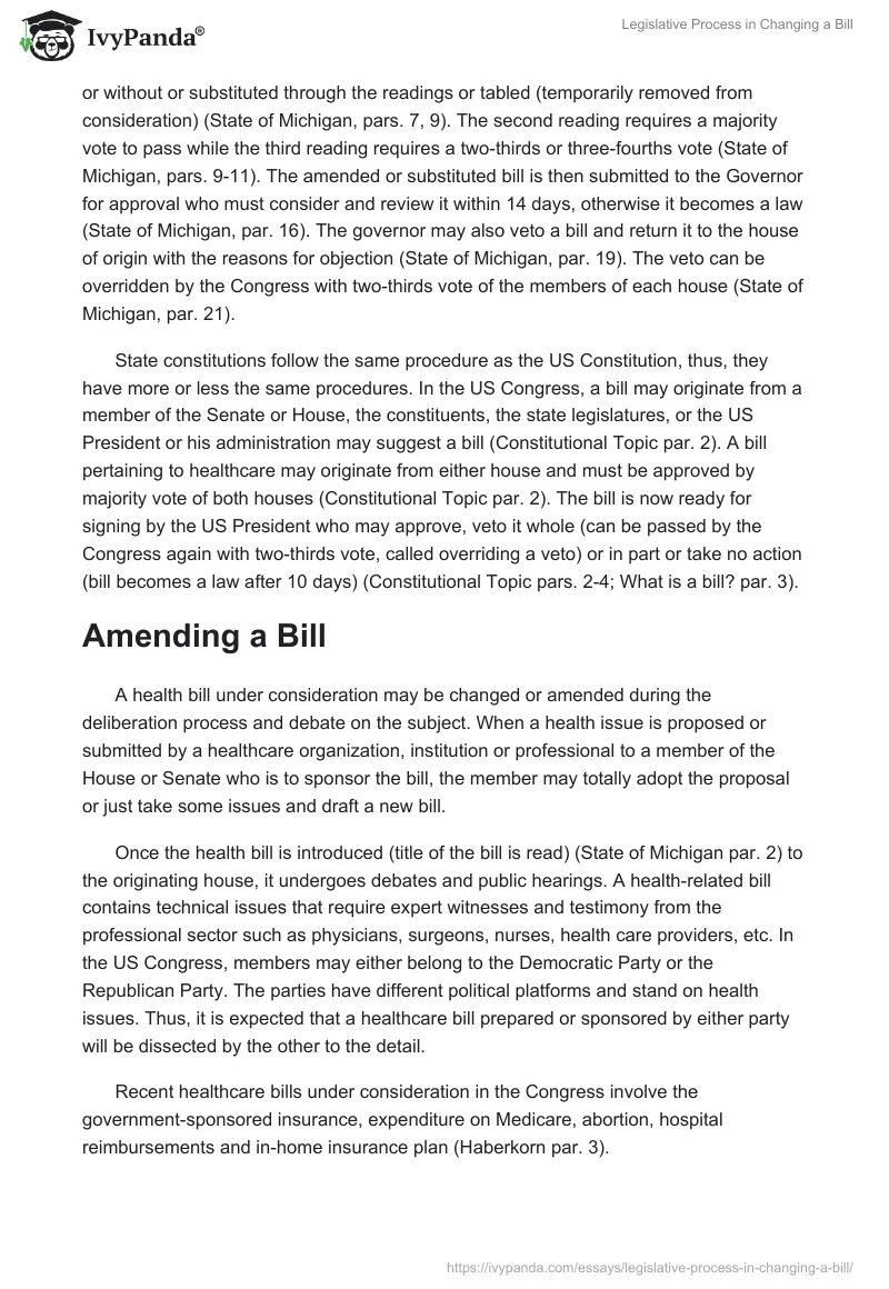 Legislative Process in Changing a Bill. Page 2