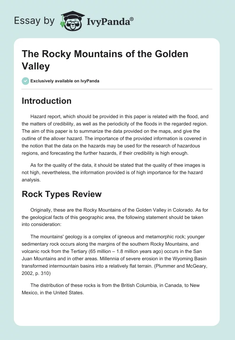 The Rocky Mountains of the Golden Valley. Page 1