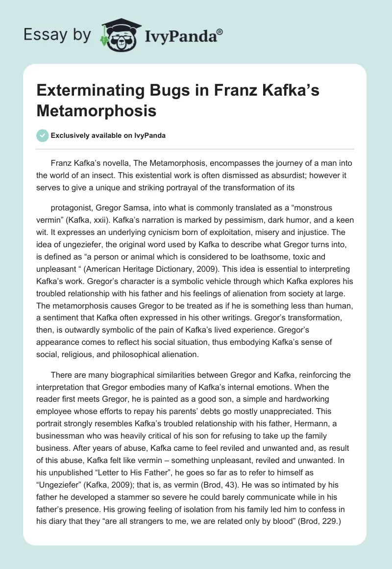 Exterminating Bugs in Franz Kafka’s "The Metamorphosis". Page 1