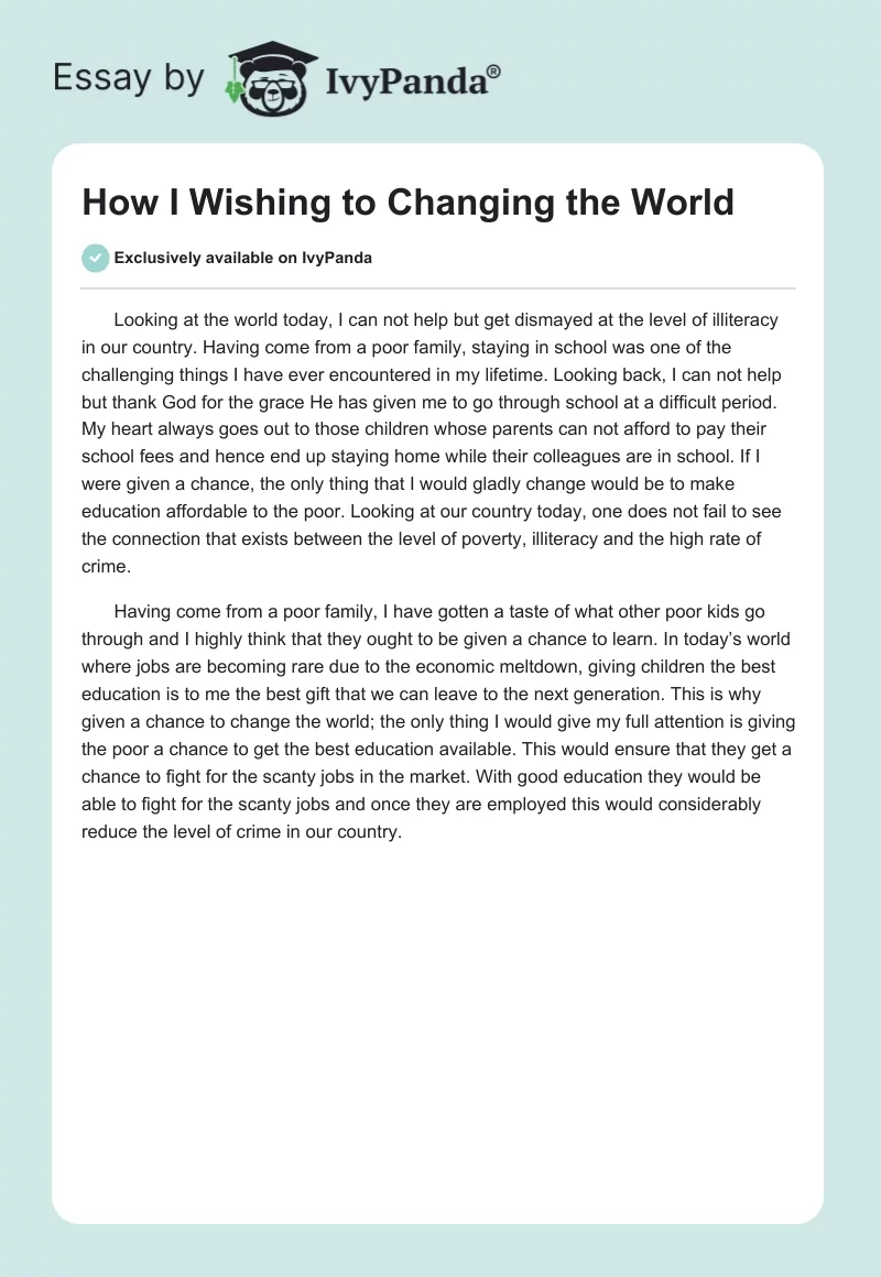 How I Wishing to Changing the World. Page 1