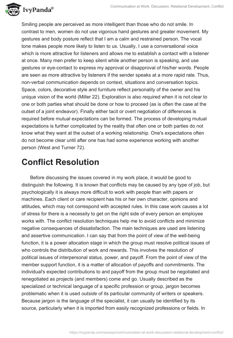 Communication at Work: Discussion, Relational Development, Conflict. Page 2
