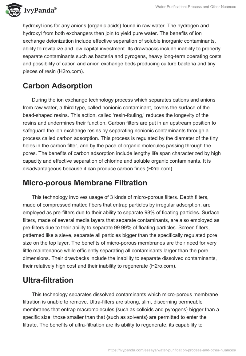 Water Purification: Process and Other Nuances. Page 2