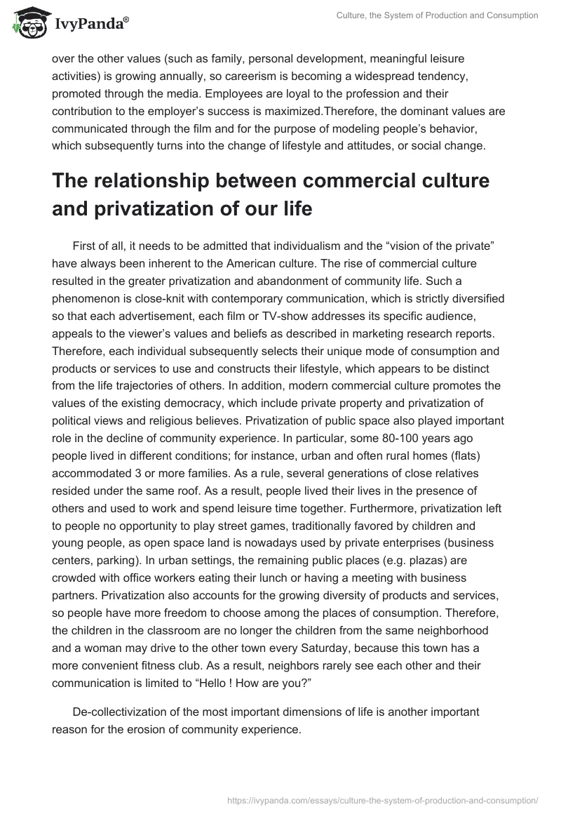 Culture, the System of Production and Consumption. Page 2