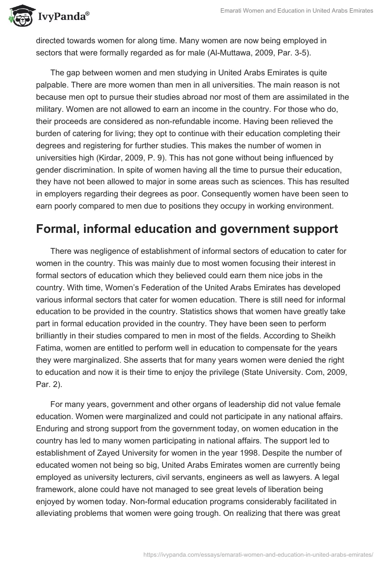 Emarati Women and Education in United Arabs Emirates. Page 3