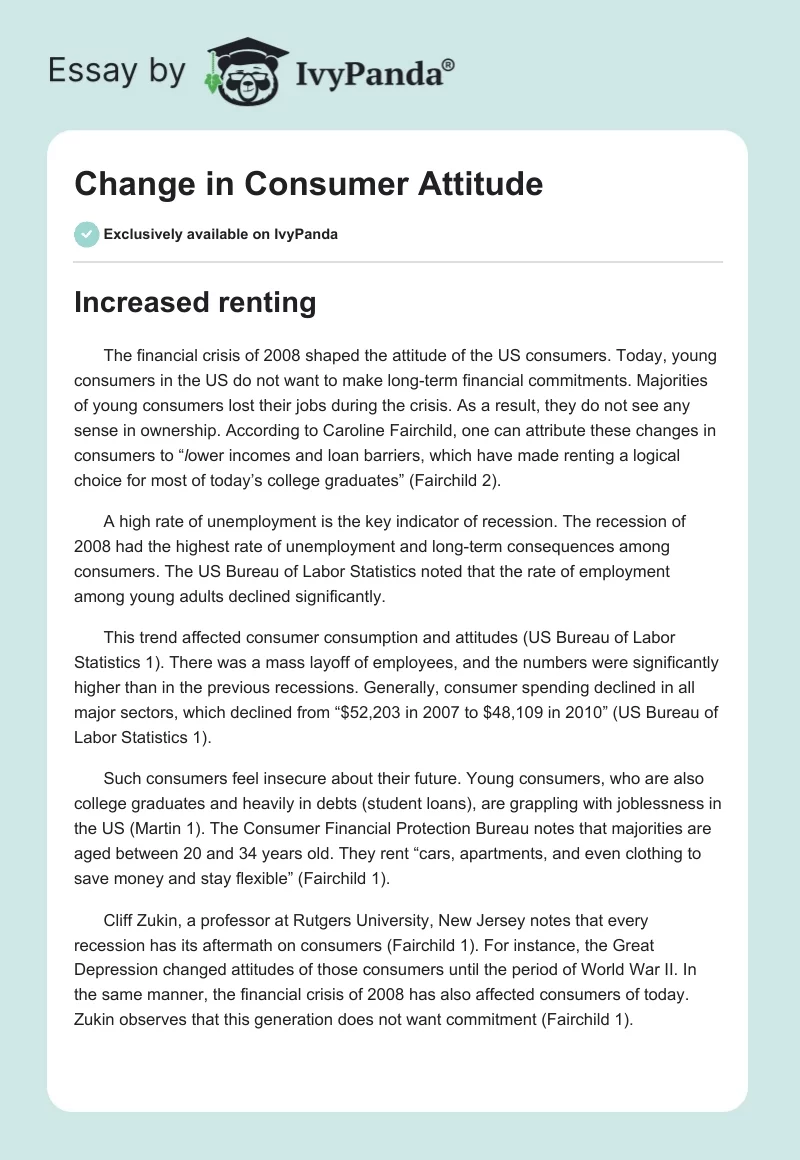 Change in Consumer Attitude. Page 1