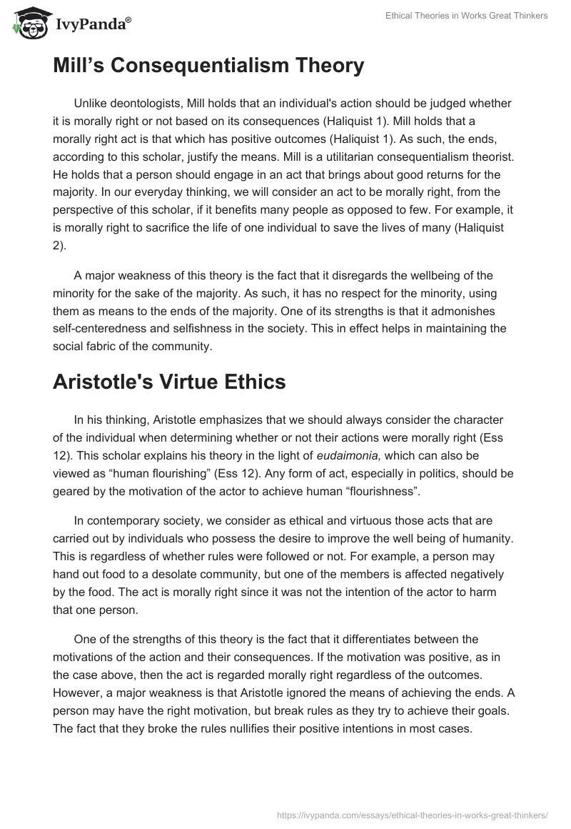 Ethical Theories in Works Great Thinkers. Page 2