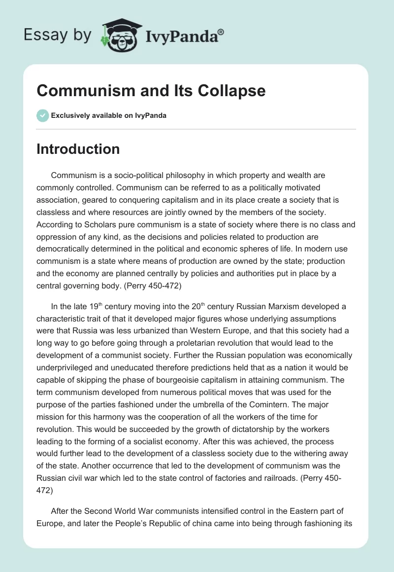 Communism and Its Collapse. Page 1