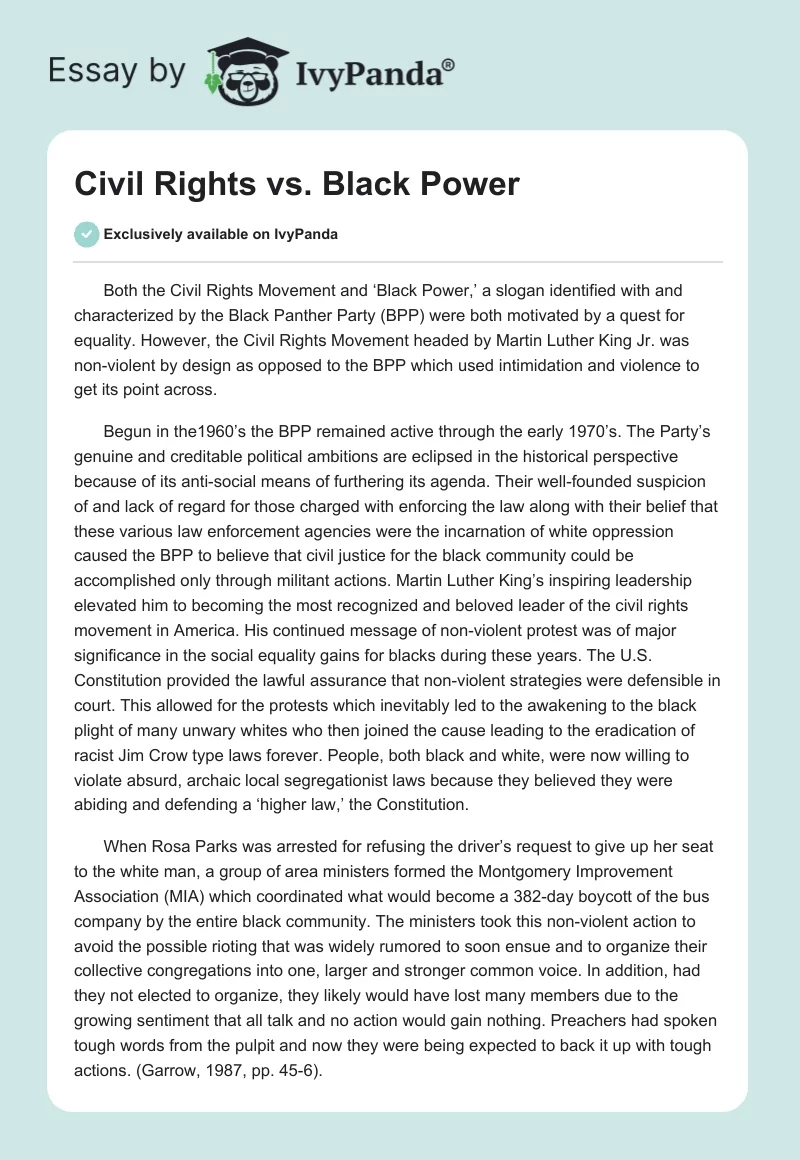 Civil Rights vs. Black Power. Page 1