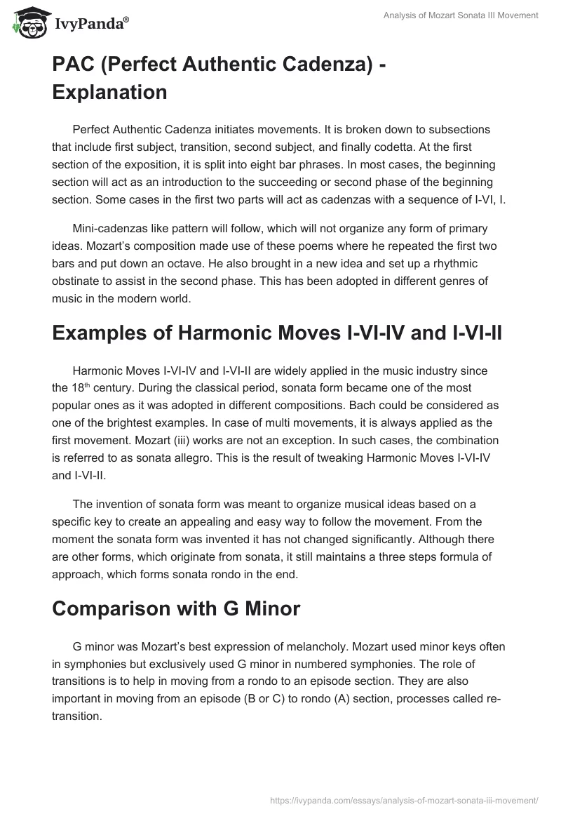 Analysis of Mozart Sonata III Movement. Page 2
