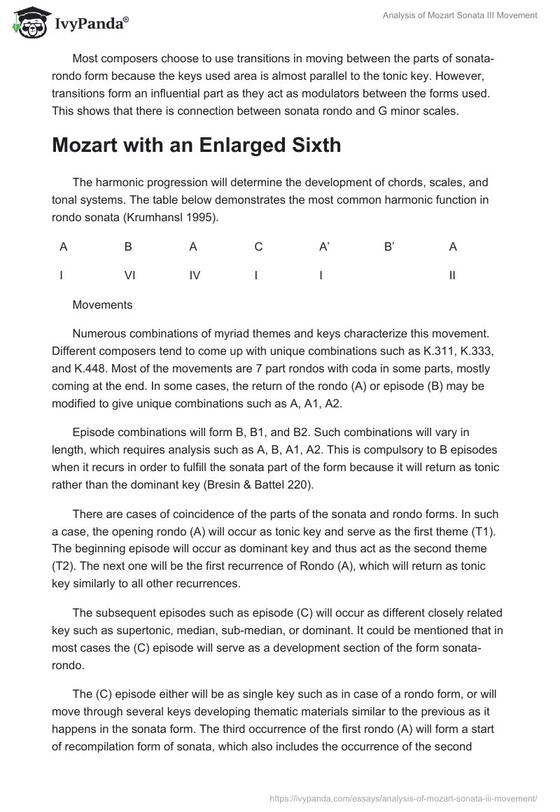Analysis of Mozart Sonata III Movement. Page 3