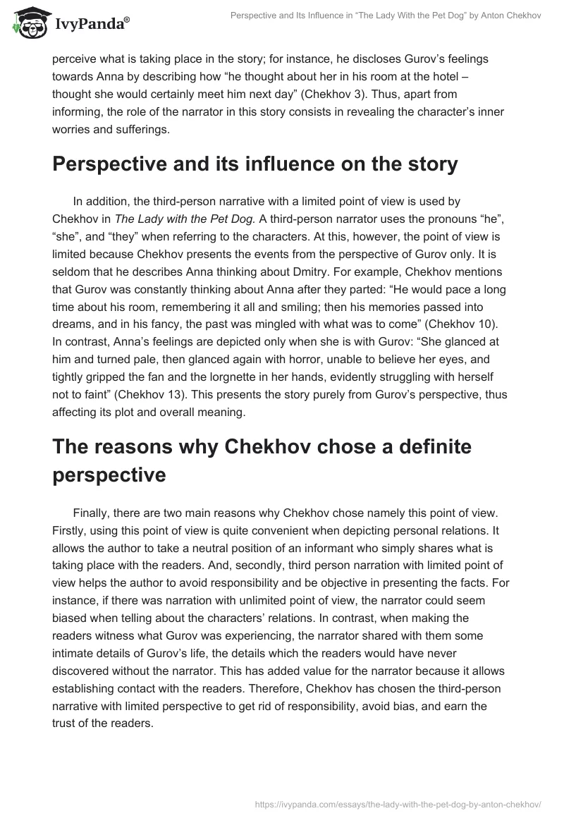 Perspective and Its Influence in “The Lady With the Pet Dog” by Anton Chekhov. Page 2
