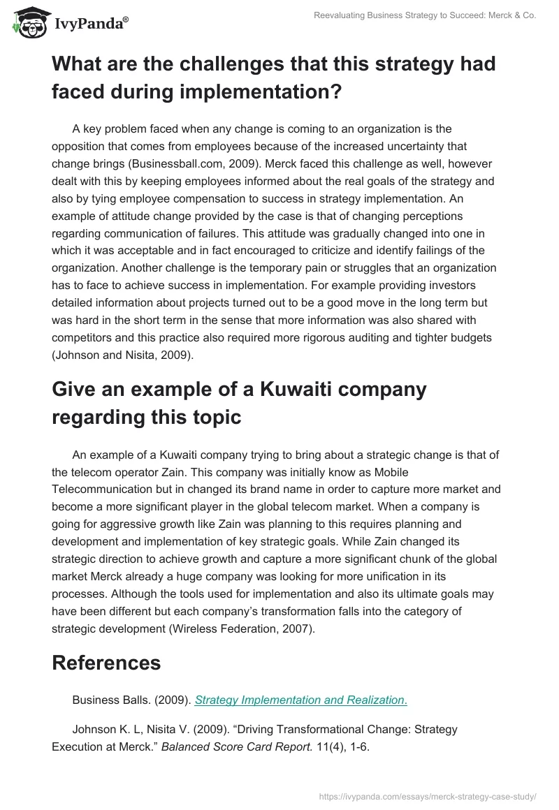 Reevaluating Business Strategy to Succeed: Merck & Co.. Page 3