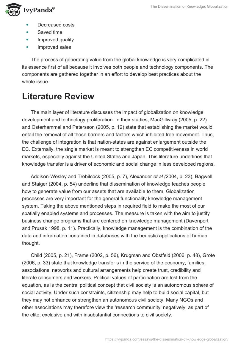 The Dissemination of Knowledge: Globalization. Page 2