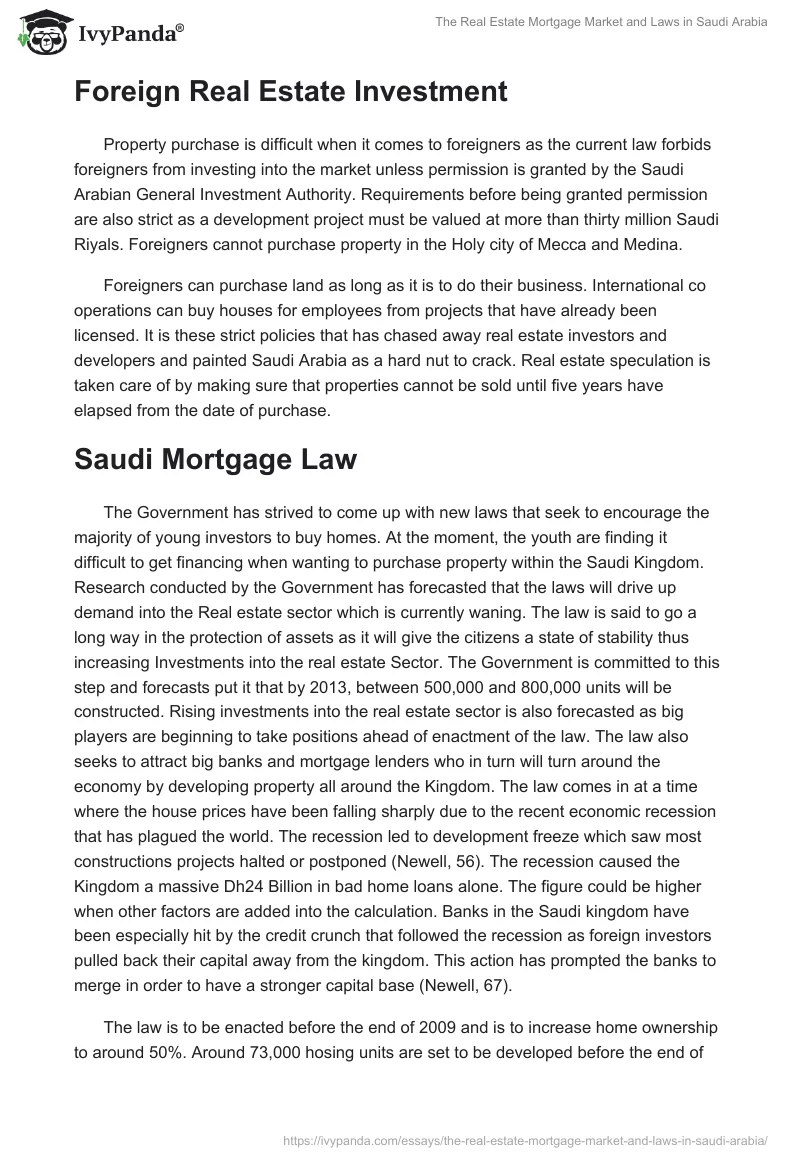 The Real Estate Mortgage Market and Laws in Saudi Arabia. Page 4